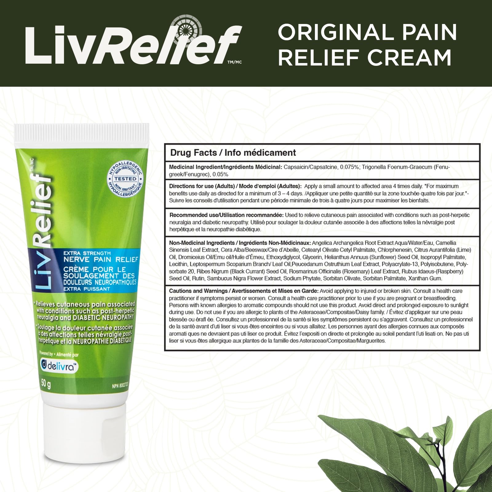 LivRelief Nerve Pain Relief Extra Strength - 50g LivRelief Au supplements