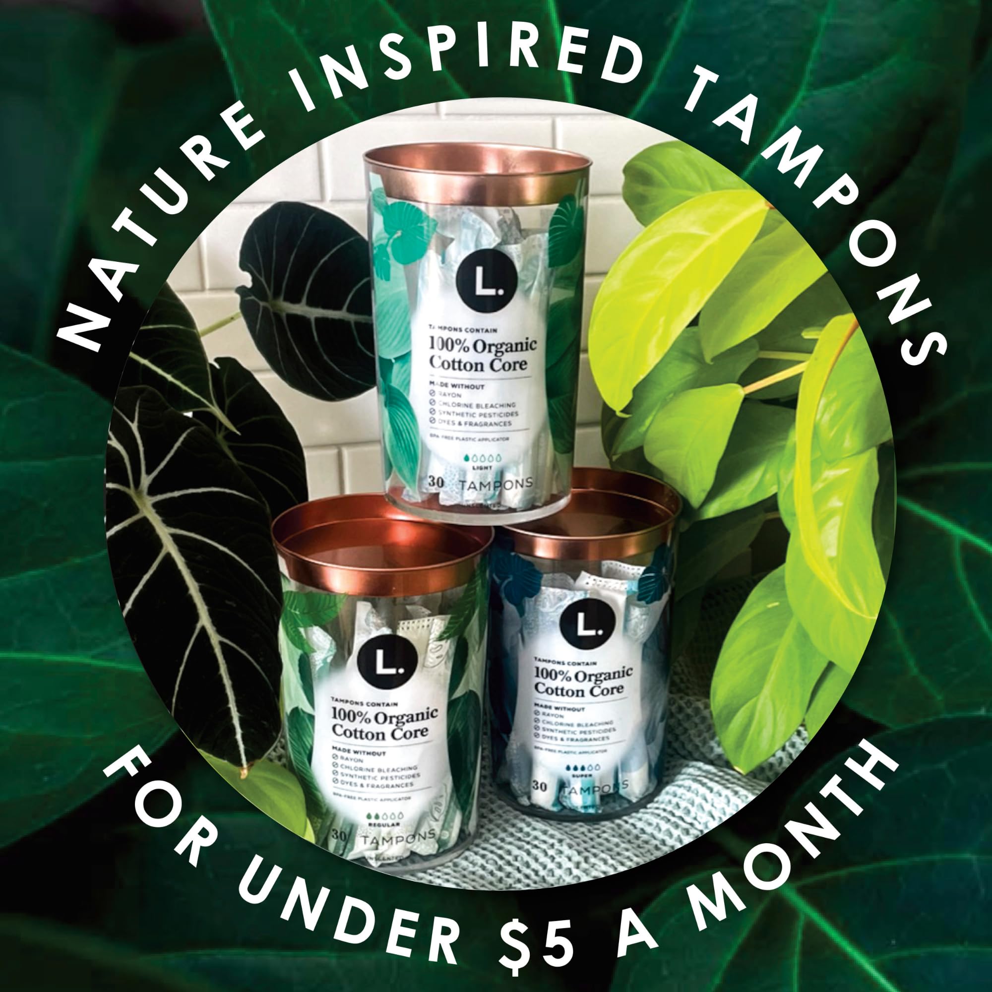 L. Organic Cotton Tampons - Regular 42 Count x 2 Packs (84 Count Total) (Packaging May Vary)