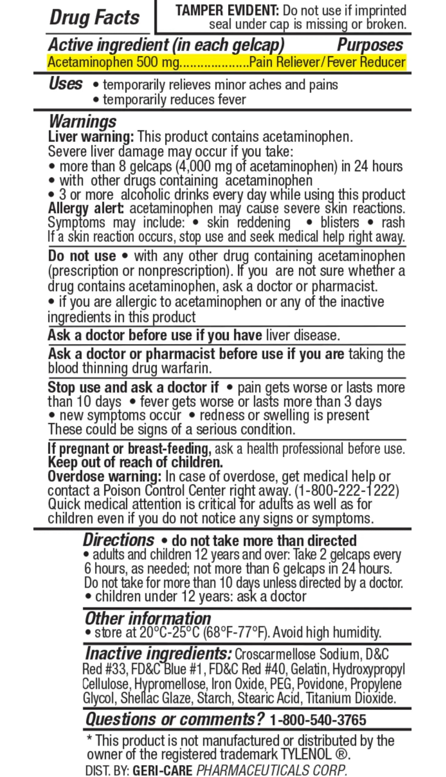 MedRite Acetaminophen 500mg Extra Strength - 100 Rapid Release Gelcaps - Over-The-Counter Medication MedRite Au supplements