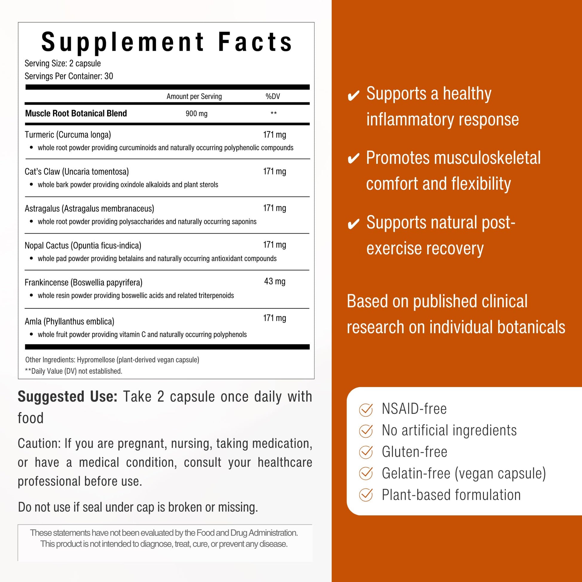 Muscle & Joint Support Supplement – Botanical Formula for Healthy Inflammatory Response | 6 Research-Backed Botanicals | Organic Turmeric | 60 Capsules | Sana Herbal Sana Herbal Sciences Au supplements