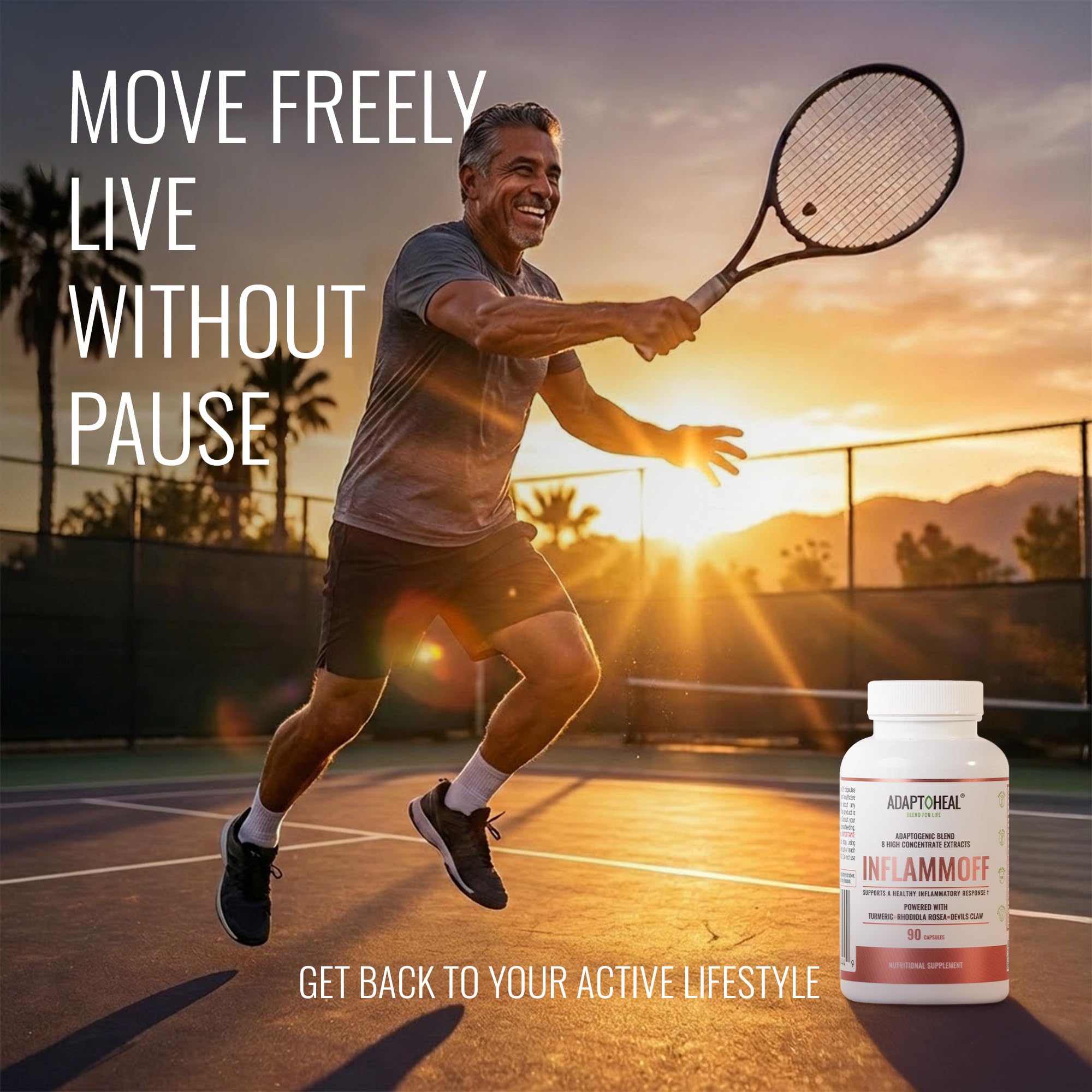 ADAPTOHEAL Inflammoff - Adaptogenic Supplement Designed to Support Joint, Muscle and Tissue Inflammation Naturally, 8 Highly Concentrated extracts with Turmeric and Rhodiola rosea (90 Capsules) ADAPTOHEAL Au supplements