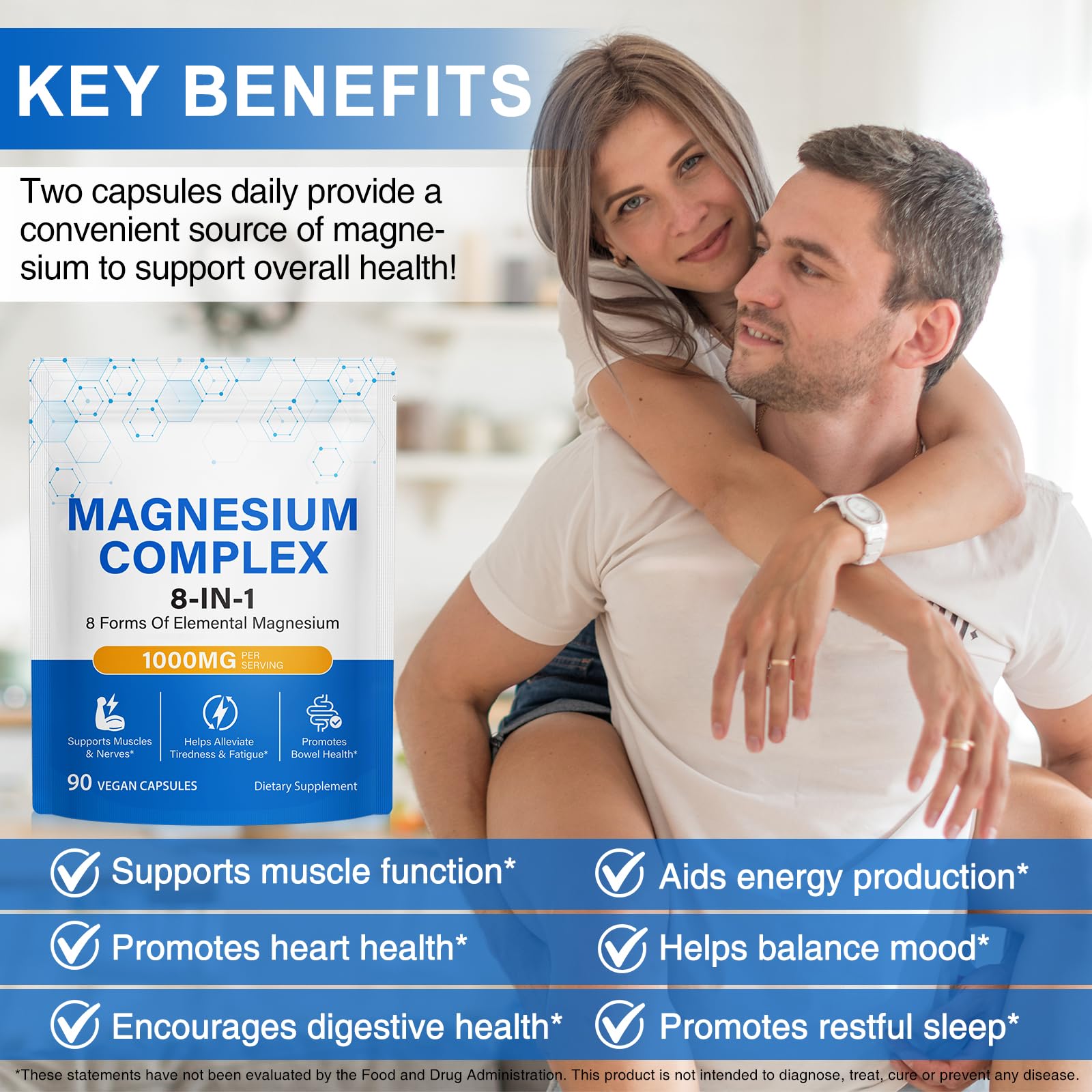 8-in-1 Magnesium Complex Supplement 90 Count, Magnesium Complex Capsules with Magnesium Glycinate, Citrate, Malate, Taurate, Easy Absorption for Sleep, Muscle Relaxation, Nerve & Heart Health, Energy BOIUOITI Au supplements