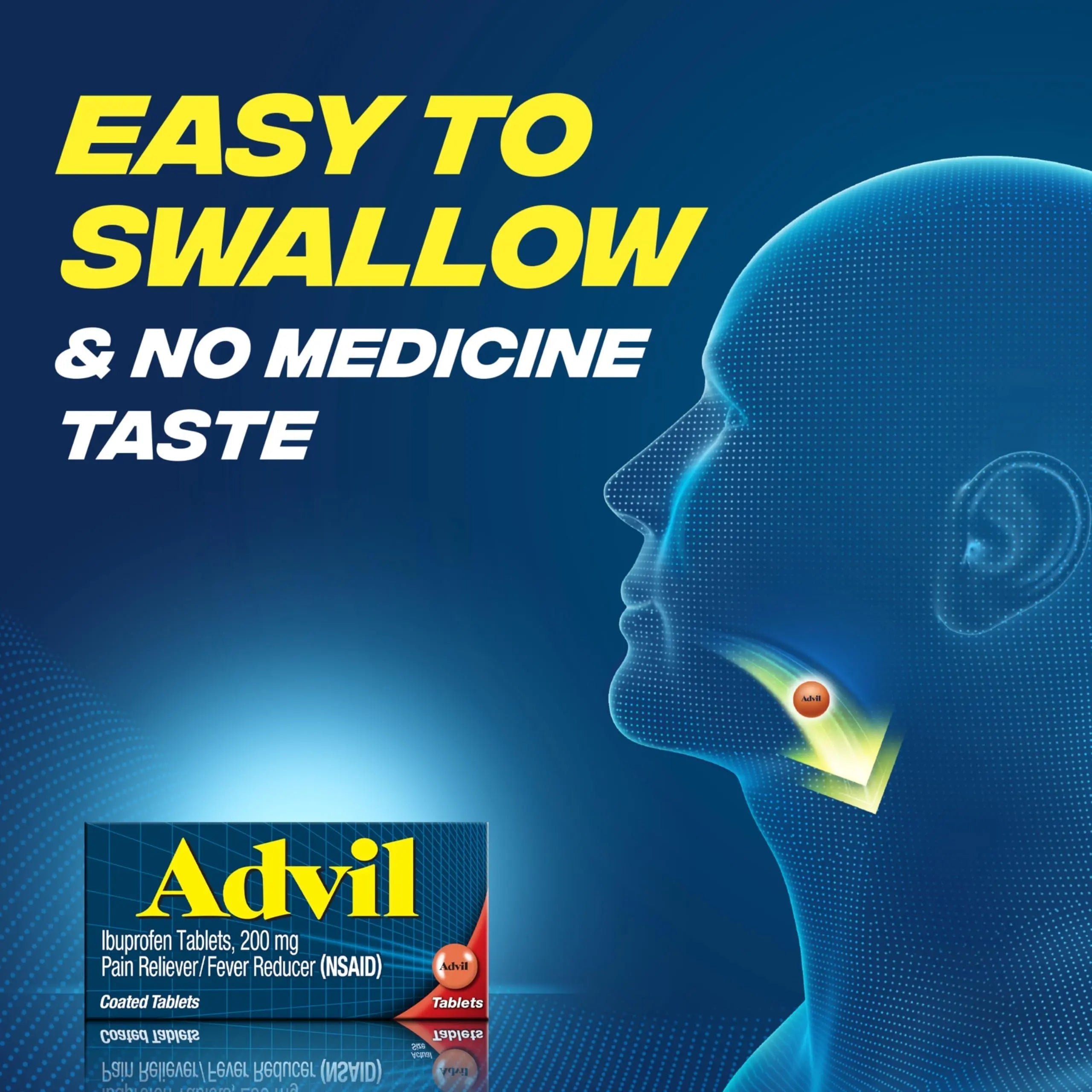 Advil Pain Reliever and Fever Reducer, Ibuprofen 200mg for Pain Relief - 50 Coated Tablets Advil Au supplements