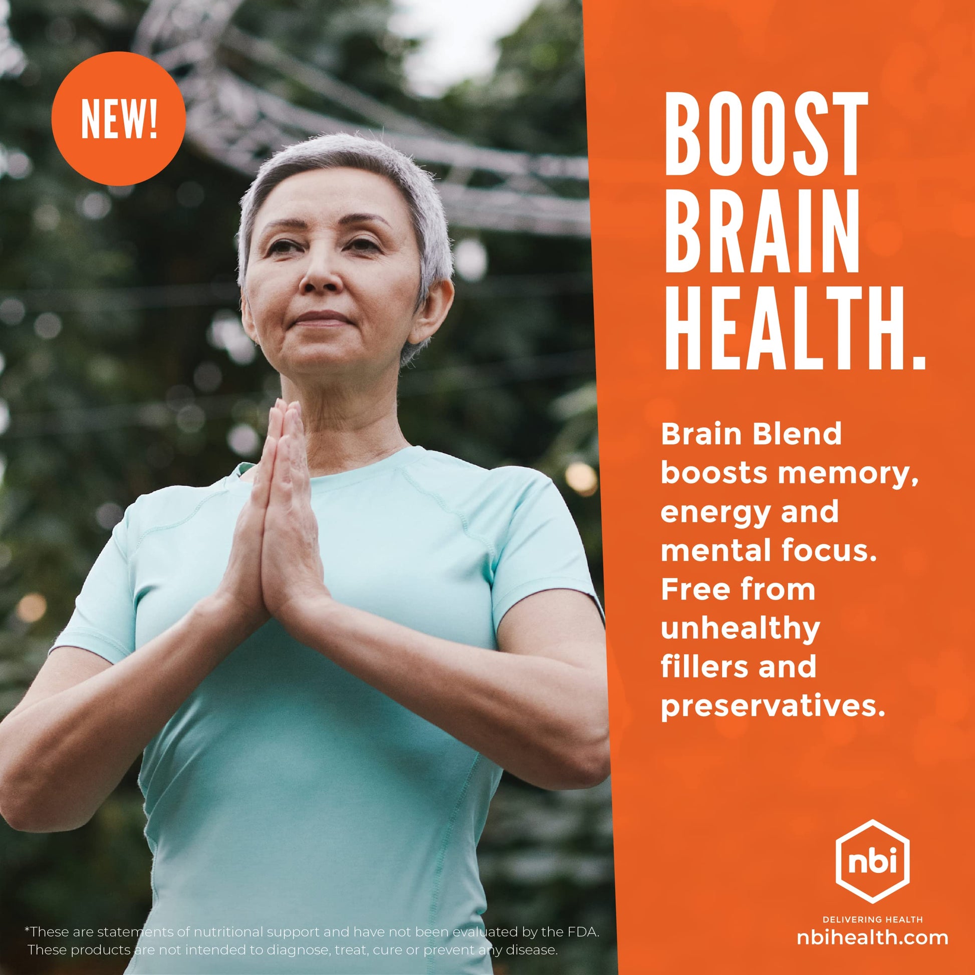 NBI Brain Blend for Memory, Focus, Concentration, Cognitive Function for Men & Women | Caffeine-Free with ALCAR, Alpha Lipoic Acid, Huperzine A, Turmeric | Nootropic | 120ct Capsules NBI Au supplements