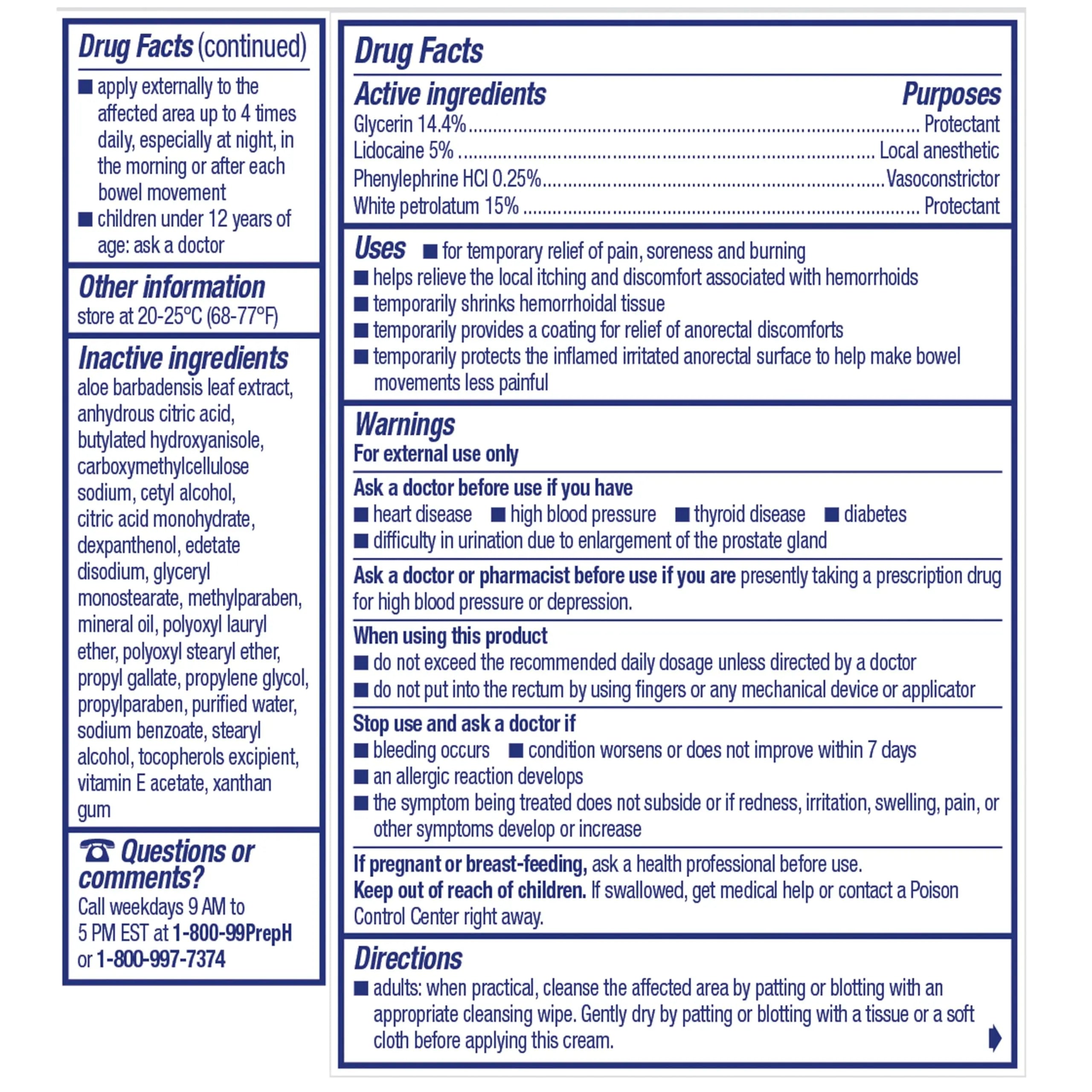 Preparation H Rapid Relief Hemorrhoid Cream with Lidocaine, Numbing Relief for Swelling, Pain, Burning and Itching - 0.75 Oz Tube Preparation H Au supplements