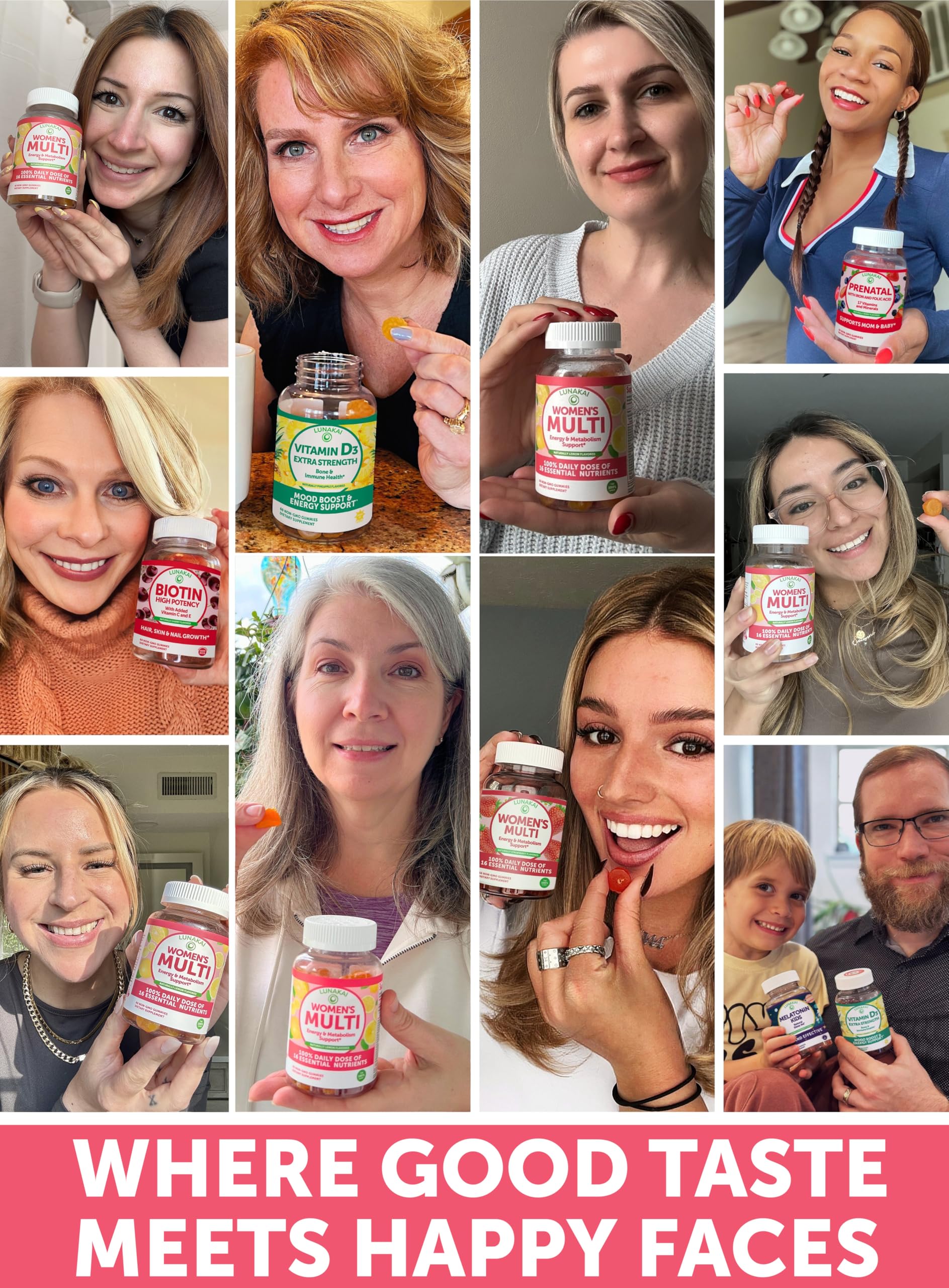 Lunakai USA Made Womens Multivitamin Gummies – Delicious Daily 16 Multi Vitamins for Women – Wellness, Energy & Essential Health Support, 60ct Lunakai Au supplements
