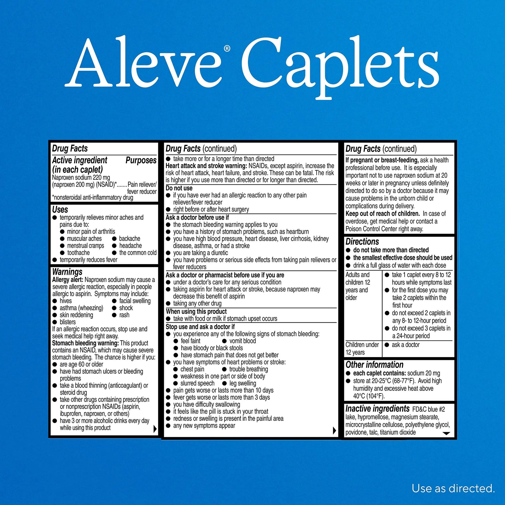 Aleve Pain Reliever & Fever Reducer Naproxen Sodium Caplets, Body Pain Relief, 270 Count Aleve Au supplements
