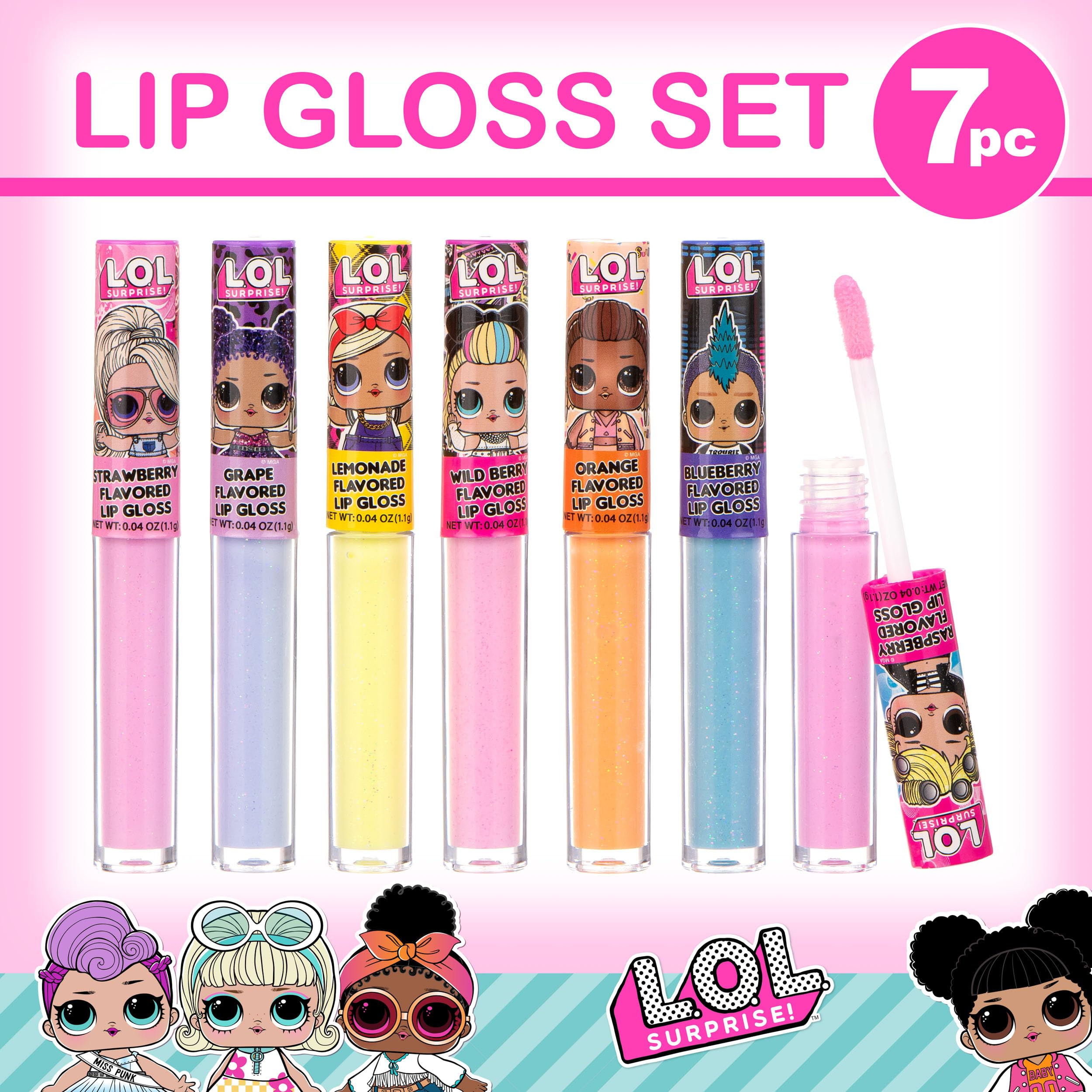 L.O.L Surprise 7-Pack Lip Gloss for Girls, Lol Lip Gloss L.O.L. Surprise! Au supplements