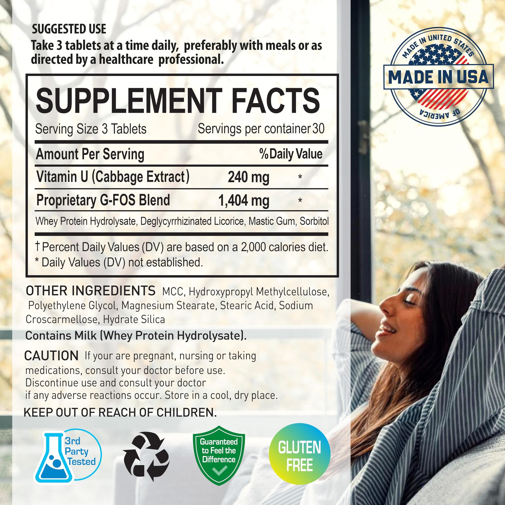 NANOWELL G-FOS Digestive Health Supplement, Vitamin U - 90 Tablets X 2 Bottles for 2 Months (180 Count) NANOWELL Au supplements