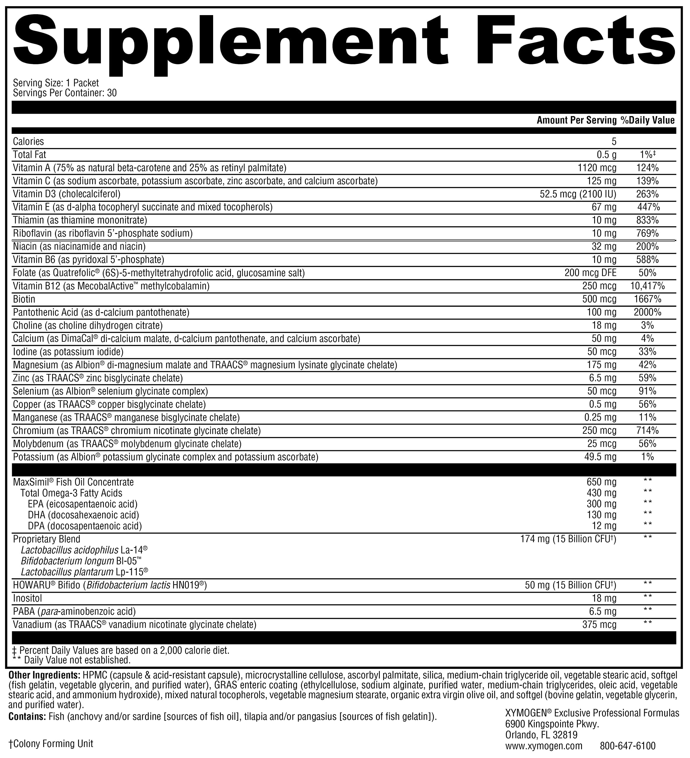 XYMOGEN Foundation Essentials - Daily Supplement Packets for Overall Health - Fish Oil, Magnesium & Probiotics - Travel-Friendly - Gluten-Free & Non-GMO - 30 Packets XYMOGEN Au supplements