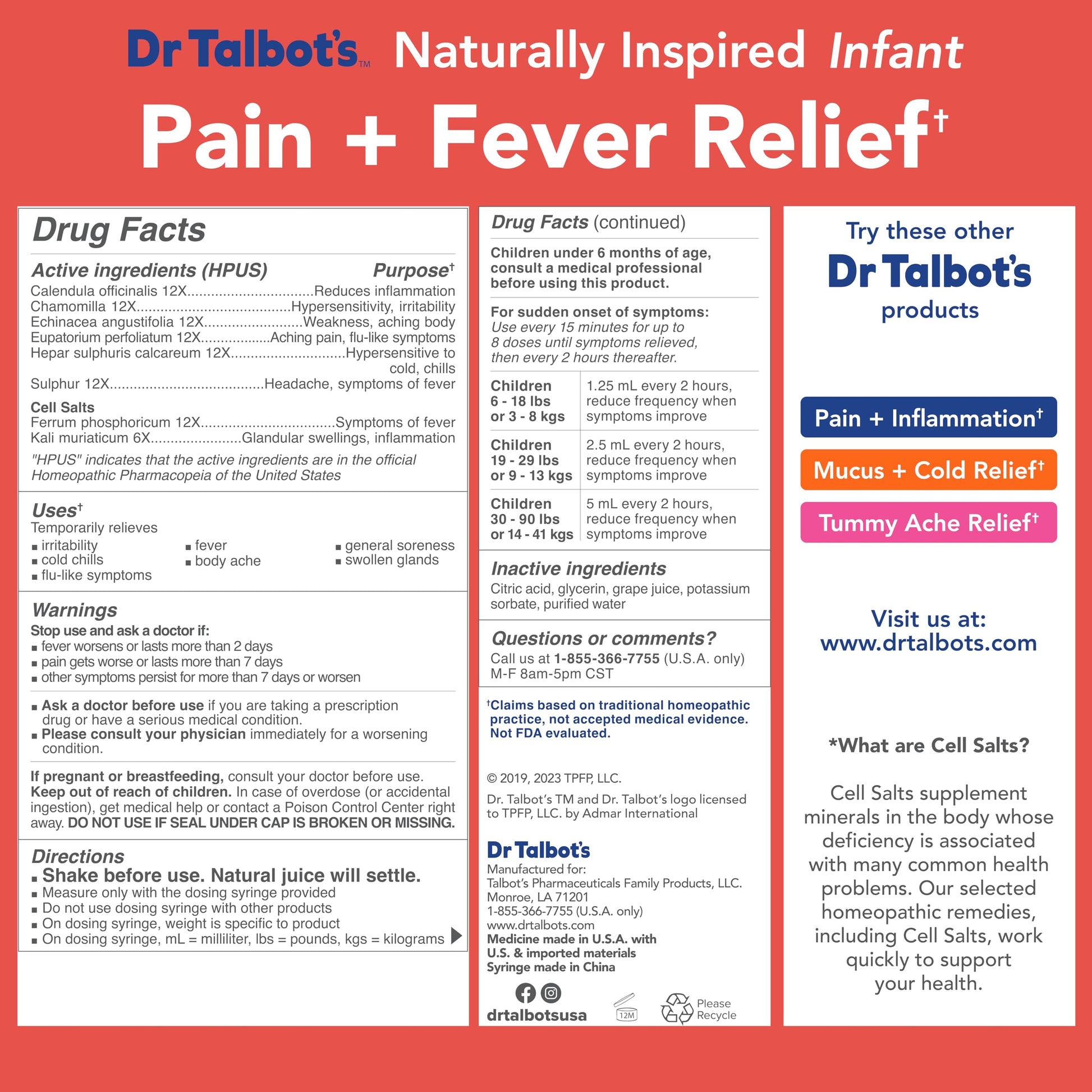 Dr. Talbot's Infant Pain and Fever Relief Liquid Medicine - 4 fl oz - 6+ Months - Grape Juice Flavor - No Alcohol, Dyes, or Parabens - Baby Essentials Dr. Talbot's Au supplements