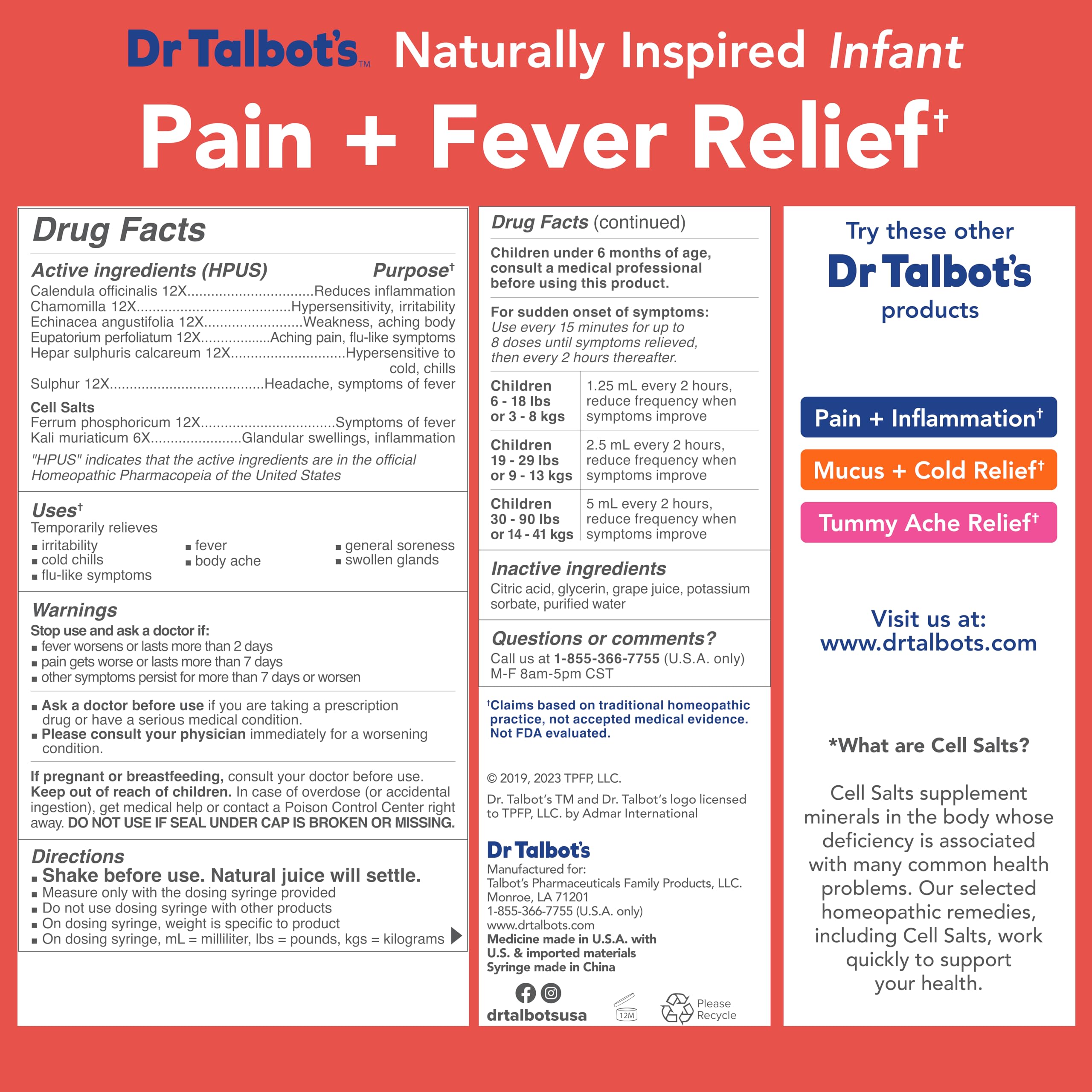 Dr. Talbot's Infant Pain and Fever Relief Liquid Medicine - 4 fl oz - 6+ Months - Grape Juice Flavor - No Alcohol, Dyes, or Parabens - Baby Essentials Dr. Talbot's Au supplements