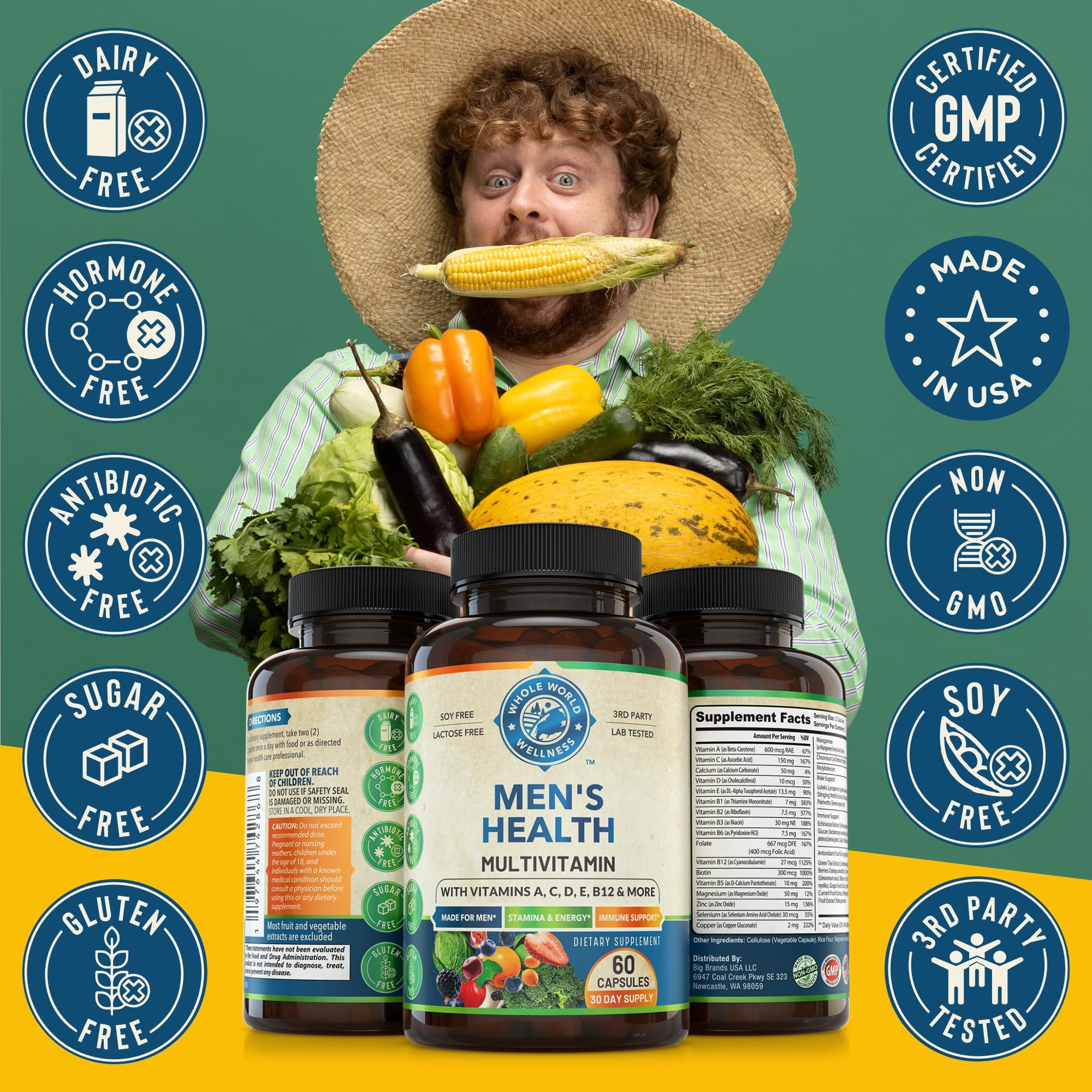 Womens Daily Multivitamins & Mens Daily Multivitamins Bundle (One Bottle Each) - Supports Holistic Wellness, Including Energy & Focus. Multivitamin & Multimineral Blend. Made in The USA. WHOLE WORLD WELLNESS Au supplements