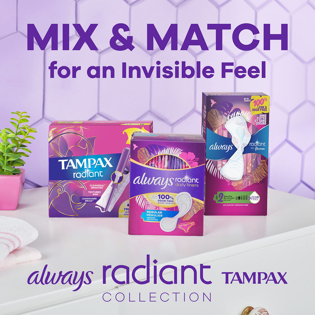 Tampax Radiant Tampons Super Absorbency with BPA-Free Plastic Applicator and LeakGuard Braid