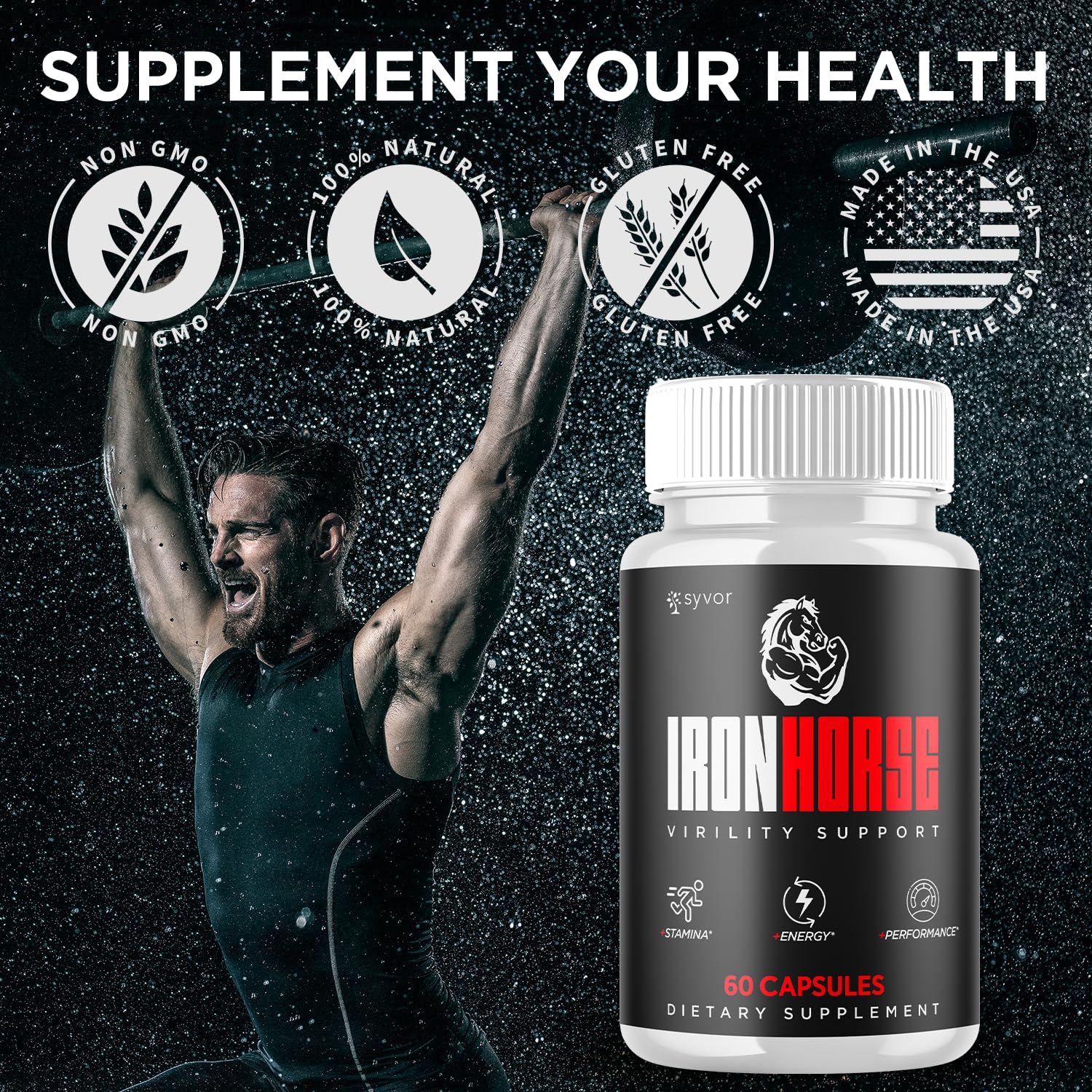Iron Horse Supplement Pills, Official Iron Horse Pills for Men with All Natural Ingredients, Advanced IronHorse Capsules Designed to Support Health and Wellness with Premium Vitamins (60 Capsules) Syvor Au supplements