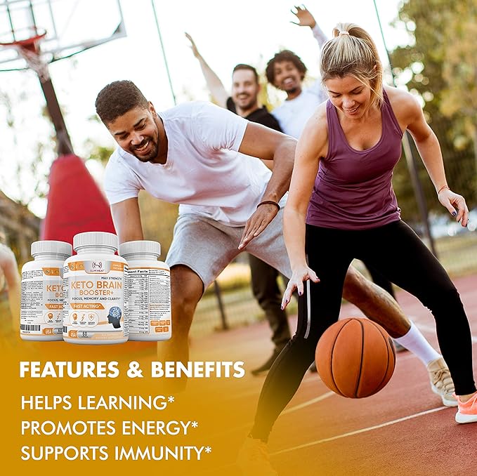 Keto Brain Booster - Brain Supplement - Focus, Concentration, Memory Neuro Supplement for Women & Men - Supports Learning, Energy, Immunity - All Natural, Non GMO, Made in USA - 60 Capsules Slim Heat Au supplements