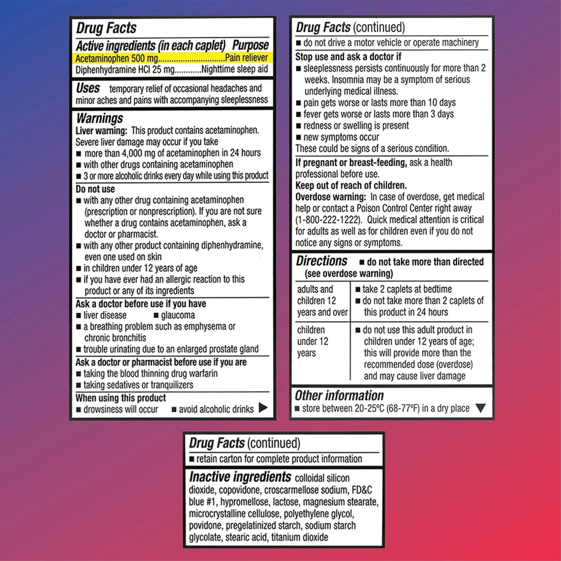 Quality Choice Extra Strength Pain Relief PM, Pain Reliever and Nighttime Sleep Aid, Acetaminophen 500 mg & Diphenhydramine HCI 25 mg (Sleep Aid), 50 Count Package of Caplets Quality Choice Au supplements