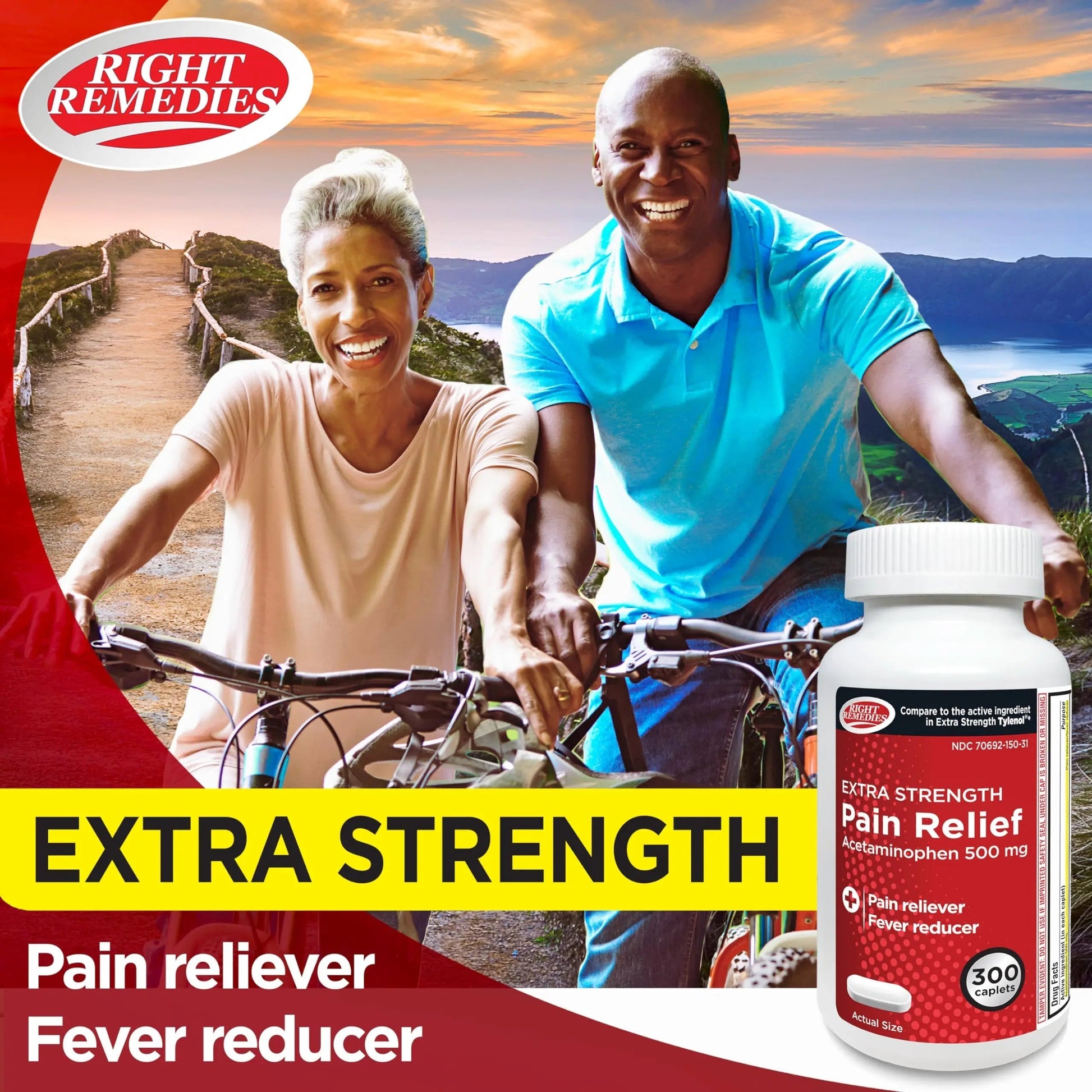 RIGHT REMEDIES Extra Strength Pain Relief, Acetaminophen 500 mg Caplets, Pain Reliever & Fever Reducer, Value Pack (300 Count), Compare to the Active Ingredient in Extra Strength Tylenol® RIGHT REMEDIES Au supplements