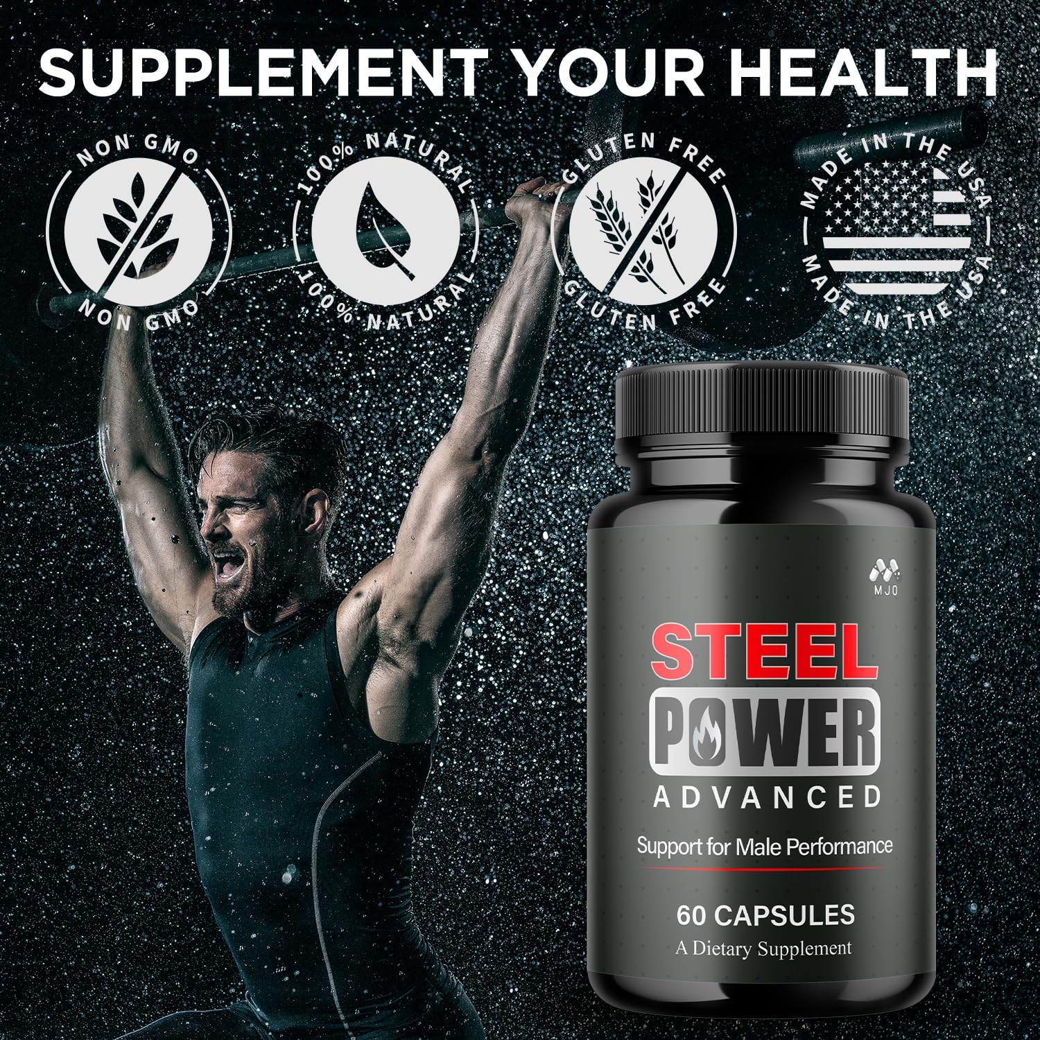Steel Power Capsules, Official Steel Power for Men with All Natural Ingredients, Advanced SteelPower Men's Health and Wellness Vitamin Formula Pills with Maximum Strength Multivitamins (60 Capsules) MJO Au supplements